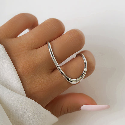 Hip hop minimalist hugging metal ring personality futuristic style geometric opening wholesale ring for women