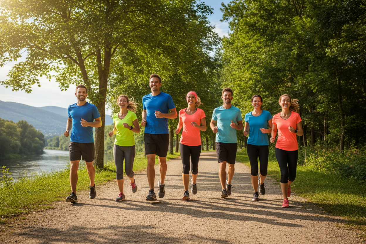 几个健康的美国人在跑步