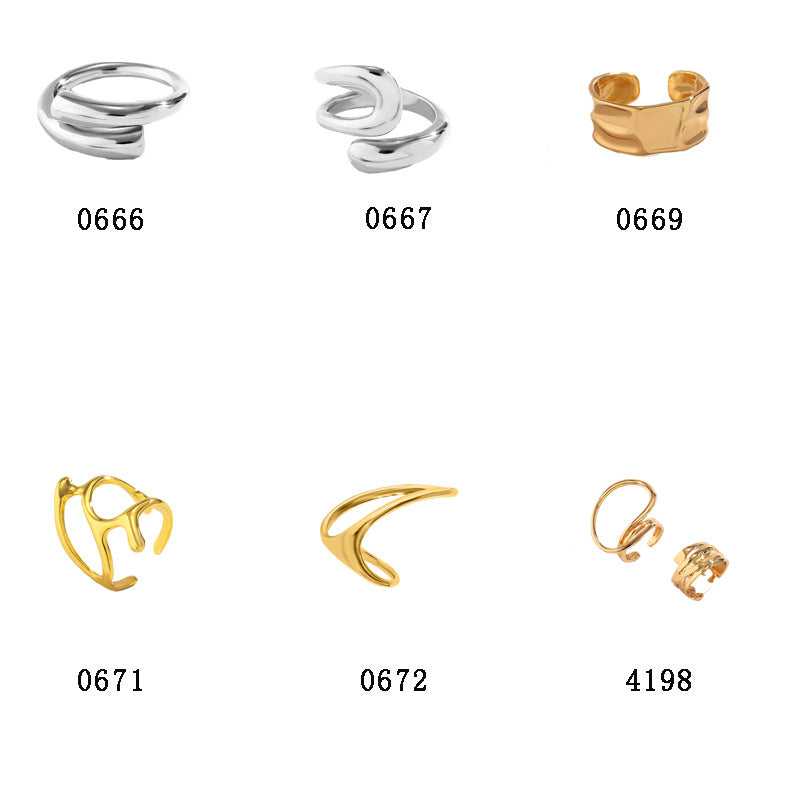 Hip hop minimalist hugging metal ring personality futuristic style geometric opening wholesale ring for women